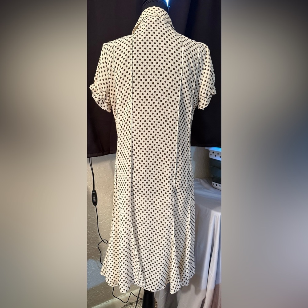 Sandra Darren Cream and Black Polka Dot Dress - Picture 4 of 10